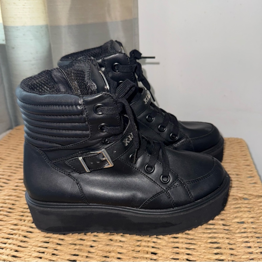 Killstar Luna Black Platform Boots 8 Vegan Leather Rare Punk Goth - Picture 4 of 14